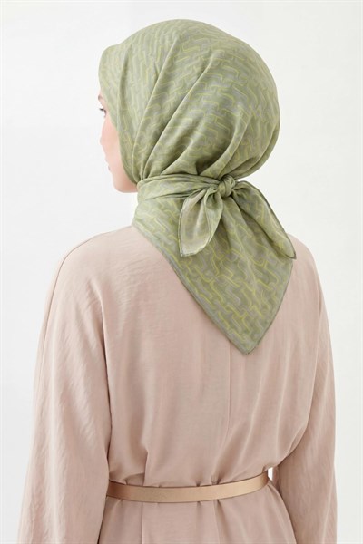 Soft Eşarp Zincir Desen Fıstık Yeşili 90x90