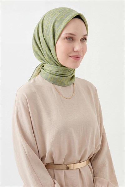 Soft Eşarp Zincir Desen Fıstık Yeşili 90x90