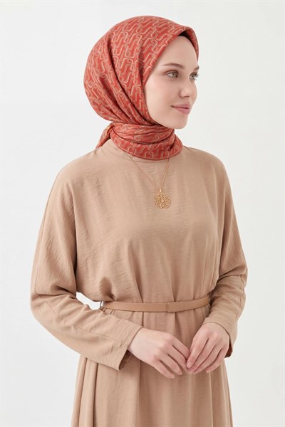 Soft Eşarp Zincir Desen Kırmızı 90x90