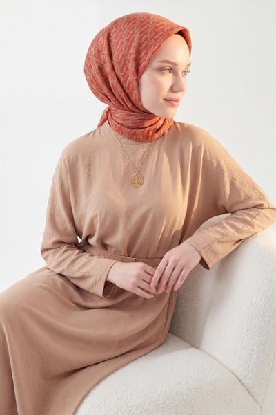 Soft Eşarp Zincir Desen Kırmızı 90x90