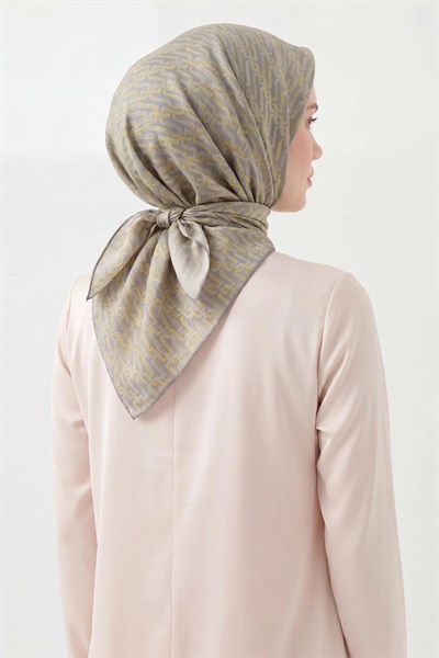 Soft Eşarp Zincir Desen Koyu Gri 90x90