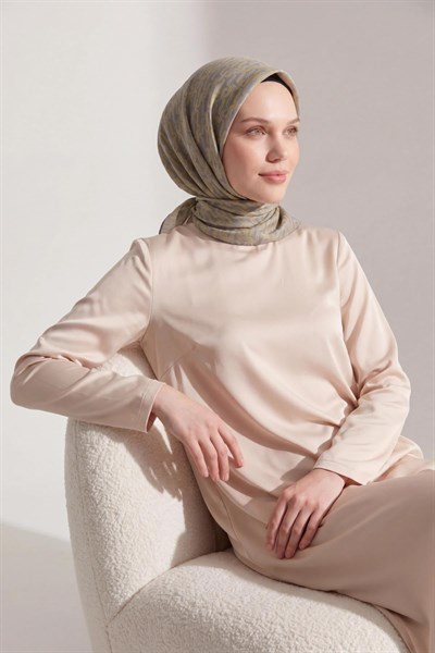 Soft Eşarp Zincir Desen Koyu Gri 90x90
