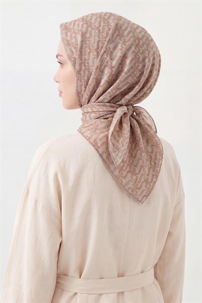 Soft Eşarp Zincir Desen Krem 90x90