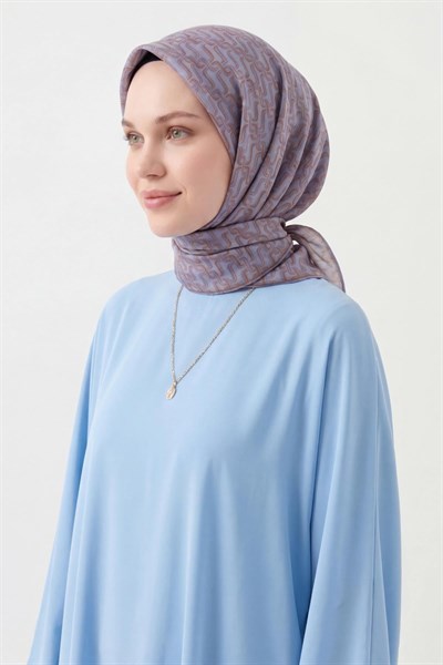 Soft Eşarp Zincir Desen Lila 90x90