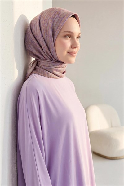 Soft Eşarp Zincir Desen Mor 90x90
