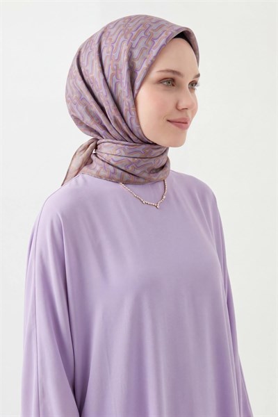 Soft Eşarp Zincir Desen Mor 90x90