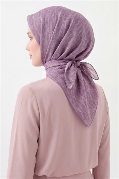 Soft Eşarp Zincir Desen Mor 90x90