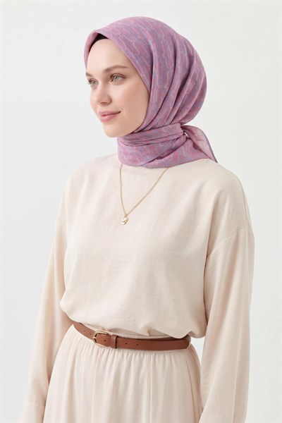 Soft Eşarp Zincir Desen Pembe 90x90