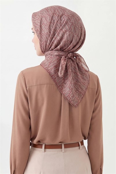 Soft Eşarp Zincir Desen Pudra Vizon 90x90