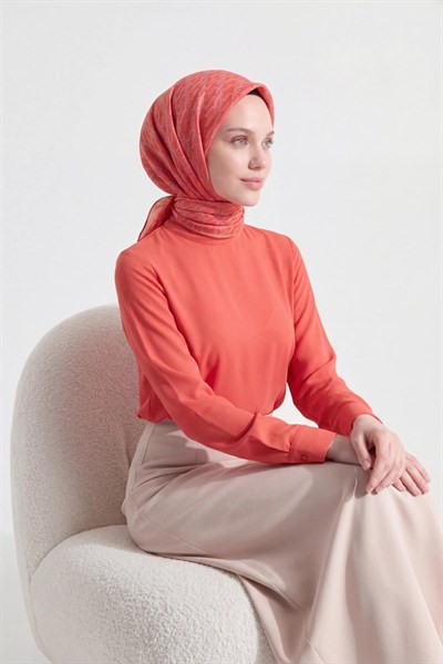 Soft Eşarp Zincir Desen Turuncu 90x90