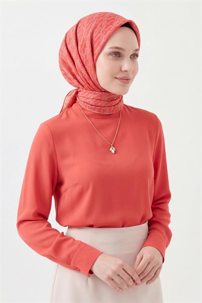 Soft Eşarp Zincir Desen Turuncu 90x90