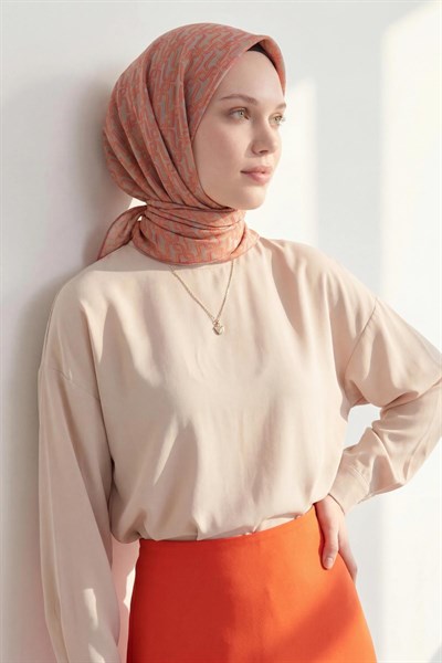 Soft Eşarp Zincir Desen Vizon 90x90
