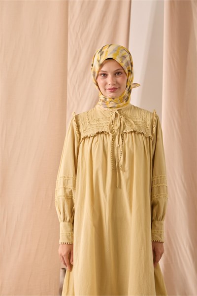 Soft Pamuk Eşarp Butter Yellow Sarı Desenli 90x90