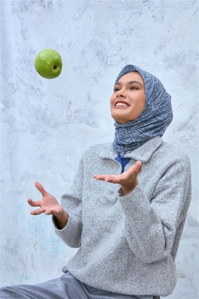 Soft Pamuk Eşarp Gri Antrasit Geometrik Desenli Hafif Dokulu 90x90