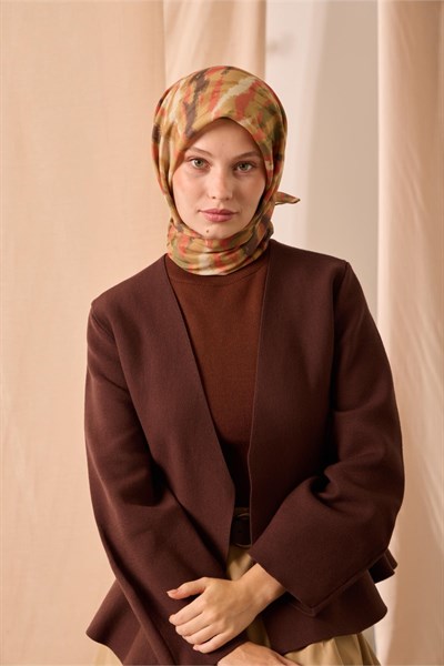 Soft Pamuk Eşarp Süpürge Sarısı Turuncu Desenli 90x90