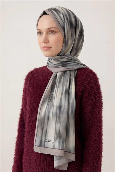 Su Yolu Desen Gri 75X195 Soft Şal