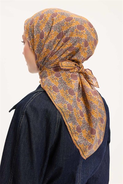 Tencel Monare Eşarp Bahar Desen Bordo 90X90