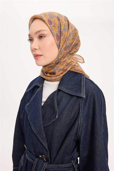 Tencel Monare Eşarp Bahar Desen Bordo 90X90