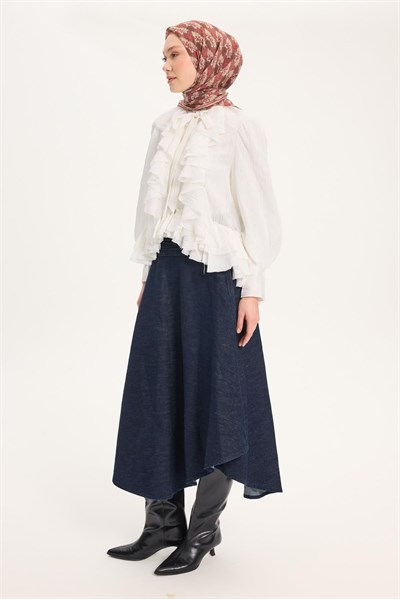 Tencel Monare Eşarp Bahar Desen Kahve 90X90
