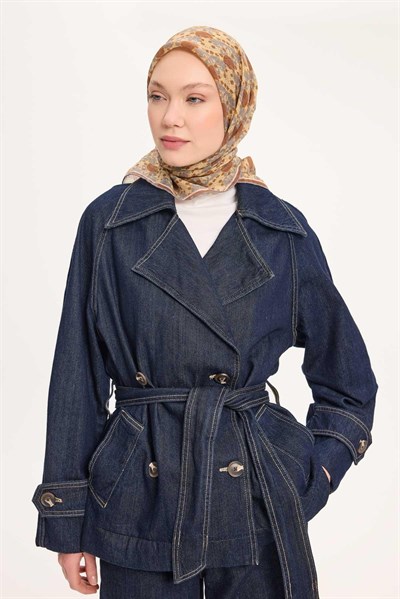 Tencel Monare Eşarp Bahar Desen Kahverengi 90X90