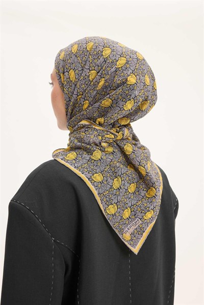 Tencel Monare Eşarp Bahar Desen Sarı 90X90