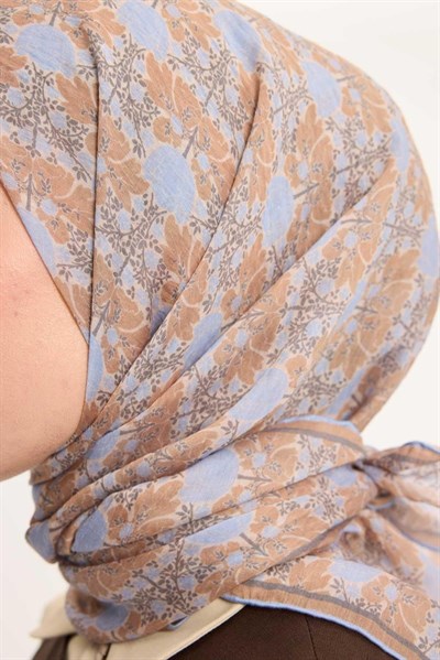 Tencel Monare Eşarp Bahar Desen Taba 90X90