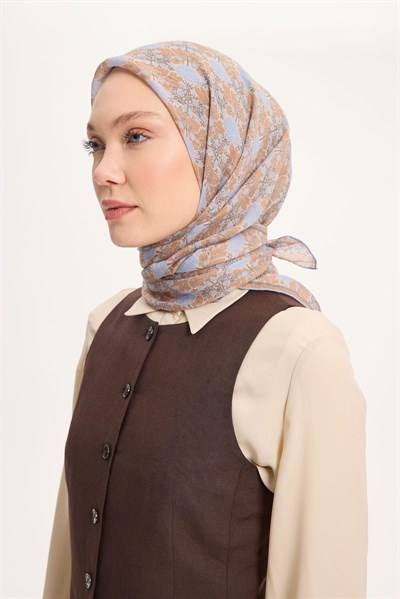 Tencel Monare Eşarp Bahar Desen Taba 90X90