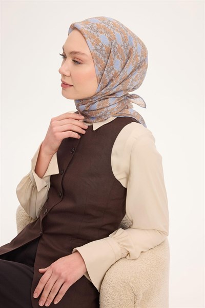 Tencel Monare Eşarp Bahar Desen Taba 90X90