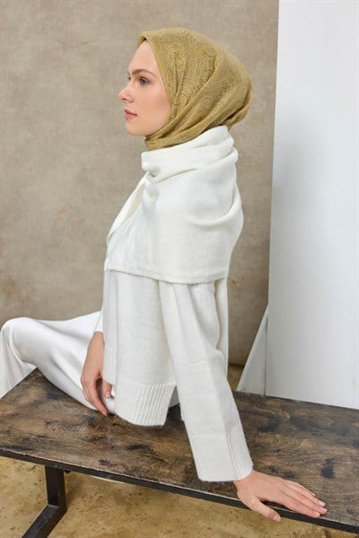 Tencel Monare Eşarp Etnik Desen Asit Yeşili 90X90