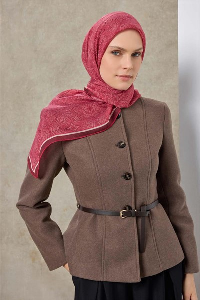 Tencel Monare Eşarp Etnik Desen Fuşya 90X90