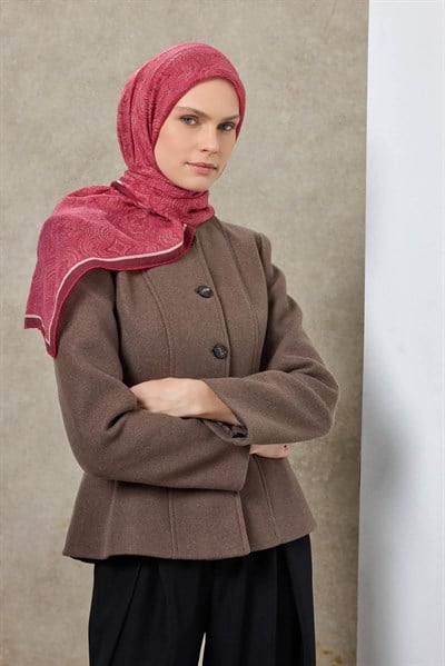 Tencel Monare Eşarp Etnik Desen Fuşya 90X90