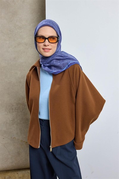 Tencel Monare Eşarp Etnik Desen Mor 90X90