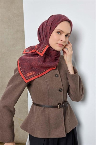 Tencel Monare Eşarp Etnik Desen Siyah 90X90