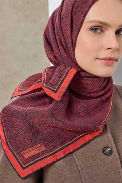Tencel Monare Eşarp Etnik Desen Siyah 90X90