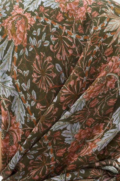 Tencel Monare Eşarp Floral Desen Koyu Yeşil 90X90