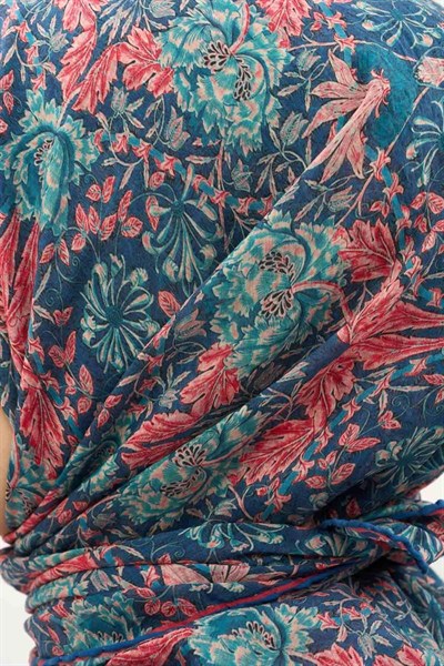 Tencel Monare Eşarp Floral Desen Petrol Mavisi, 90X90