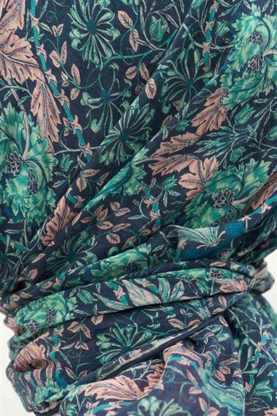Tencel Monare Eşarp Floral Desen Petrol Yeşili 90X90