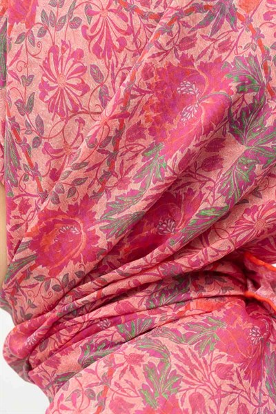 Tencel Monare Eşarp Floral Desen Tozpembe 90X90