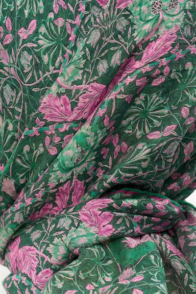 Tencel Monare Eşarp Floral Desen Yeşil 90X90