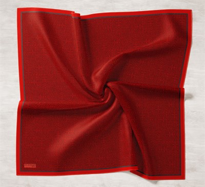 Tencel Monare Eşarp Labirent Desen Bayrak Kırmızısı 90X90