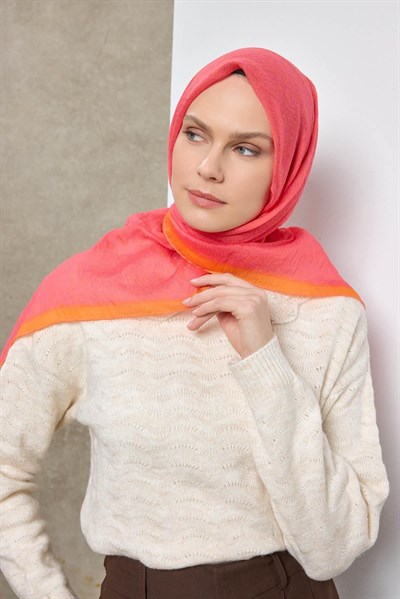 Tencel Monare Eşarp Labirent Desen Fuşya 90X90