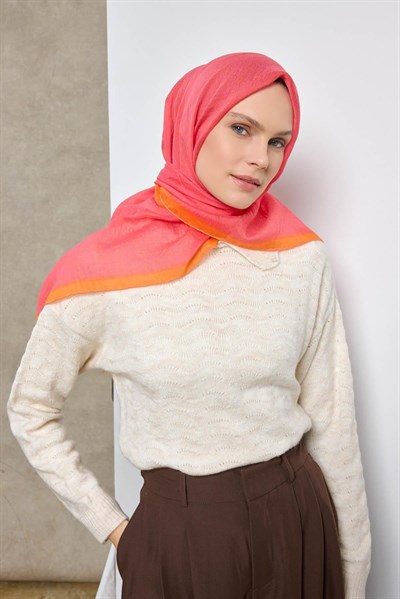 Tencel Monare Eşarp Labirent Desen Fuşya 90X90