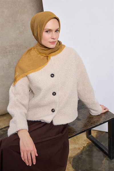 Tencel Monare Eşarp Labirent Desen Hardal Sarısı 90X90