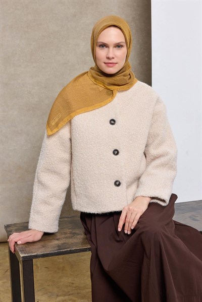 Tencel Monare Eşarp Labirent Desen Hardal Sarısı 90X90