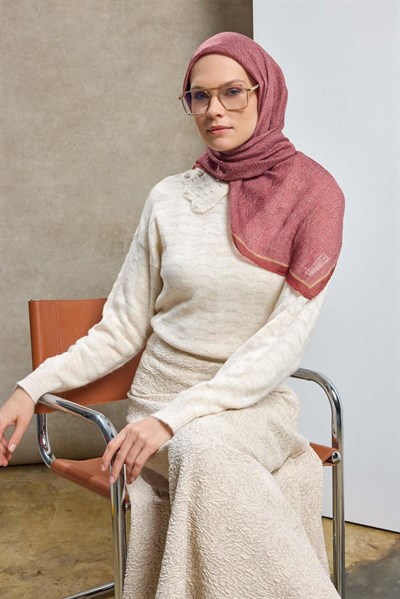 Tencel Monare Eşarp Labirent Desen Koyu Kırmızı 90X90