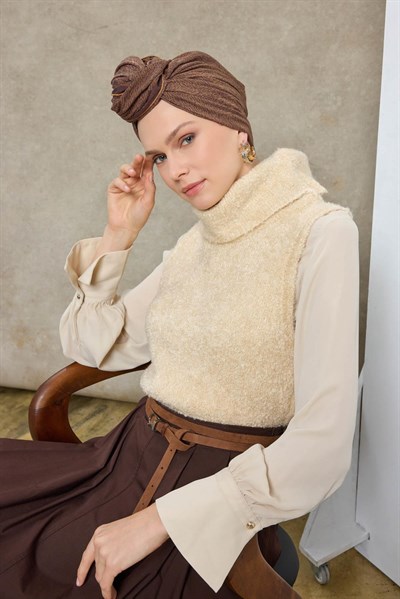Tencel Monare Eşarp Labirent Desen Taba 90X90