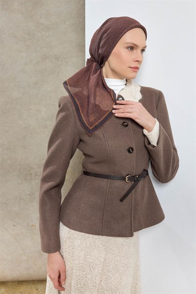 Tencel Monare Eşarp Labirent Desen Tarçın 90X90