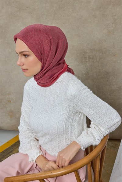 Tencel Monare Eşarp Labirent Desen Vişne 90X90