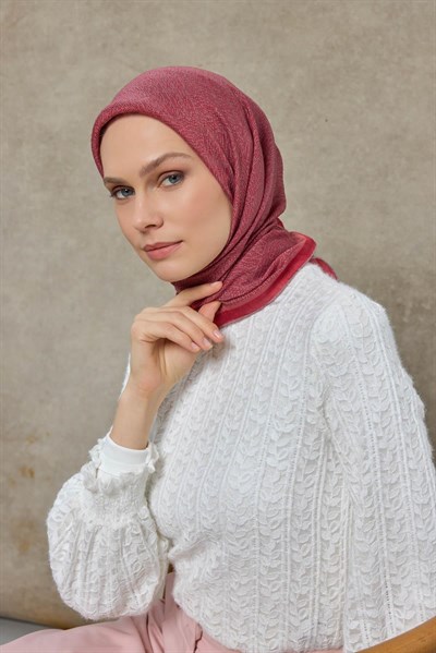 Tencel Monare Eşarp Labirent Desen Vişne 90X90