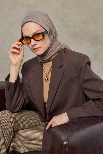 Tencel Monare Eşarp Labirent Desen Vizon 90X90